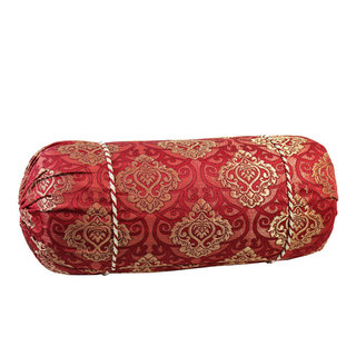 Natural Geo Gold/Red Gao Takiya Bolster Pillow, Set of 2, 28x11x11