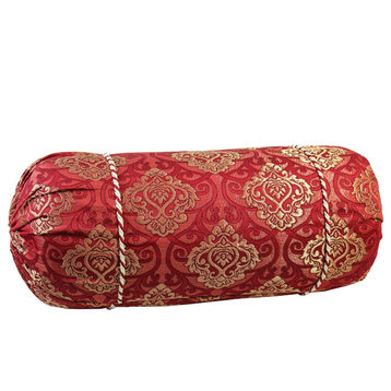 Natural Geo Gold/Red Gao Takiya Bolster Pillow, Set of 2