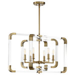 Savoy House - Rotterdam 6-Light Pendant - Geometric and eye-catching, this Rotterdam 6-light pendant from Savoy House features curving, intersecting open rings of clear acrylic highlighted with hardware detailing in a rich warm brass finish. The open rings can be rotated to customize the look. You can hang this pendant from a sloped ceiling and its hanging height is adjustable. Pendants are very versatile and can be used in many different indoor spaces, including kitchens, foyers, offices, great rooms, bedrooms and even bathrooms. Since the bulbs are exposed, try using stylized bulbs (not included) like tubular shape or Edison style for a different look! The warm brass finish can be matched with brass hardware or mixed with hardware in other finishes. Rotterdam is perfectly suited for transitional, contemporary and glamorous style spaces. When you choose a Savoy House lighting fixture, you can be certain you've selected a piece that will withstand the test of time.