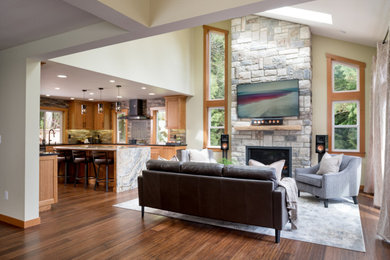 Inspiration for a craftsman living room remodel in Seattle