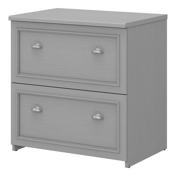 Transitional Filing Cabinet, 2 File Drawers With Double Handles, Cape Cod Grey