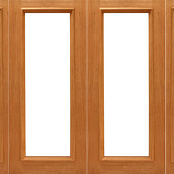 Pre-hung 1-lite-R/M French Brazilian Mahogany IG Glass Double Door Side lights - Patio Doors
