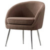 Teddy Fabric Accent Armchair With Electroplated Chrome Legs, Light Coffee