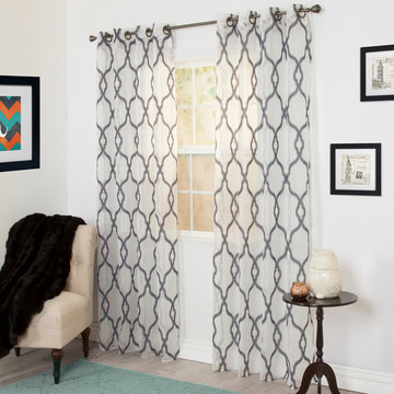 Elisa Embroidered Curtain Panel, Charcoal, 84"