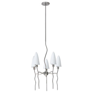 Kaub 5-Light Chandelier in Polished Steel with Frosted Shade 60Wx5 B Type