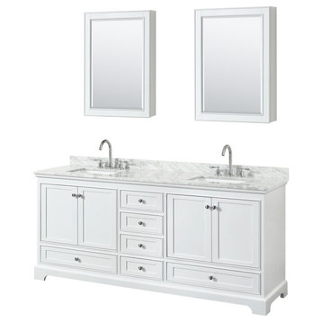 Wyndham WCS202080DWHCMUNSMED Double Vanity In White With Medicine Cabinets