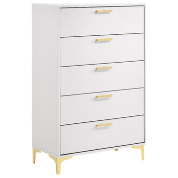 Coaster Kendall 5-drawer Contemporary Wood Chest with Metal Base in White