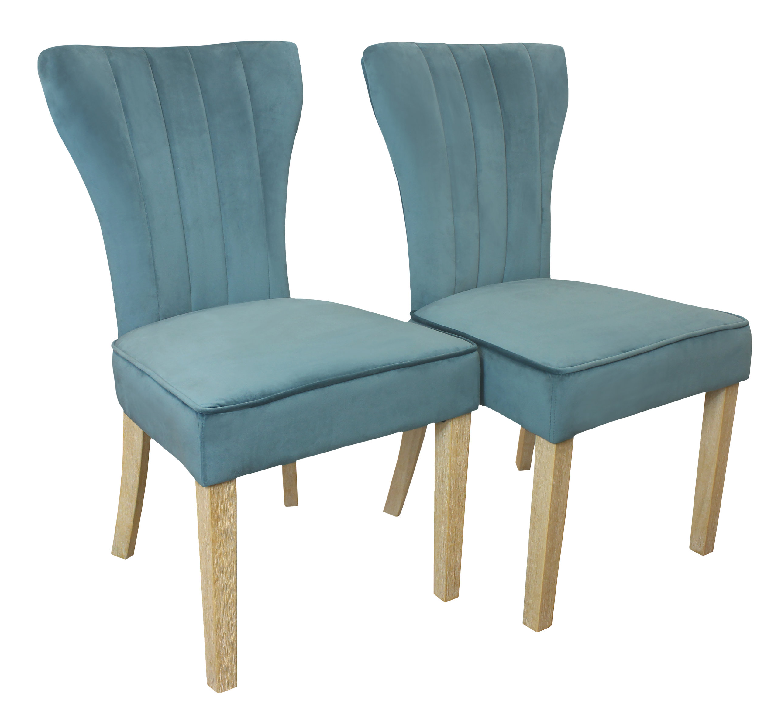Jenna 48" Dining Set in Solid Wood With 4 Chloe Chairs in Teal Velvet ...