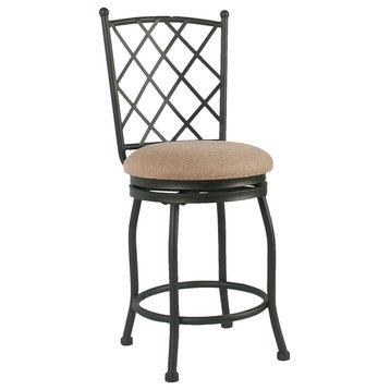 Benzara BM196044 Counter Stool with Fabric seat, Beige and Black