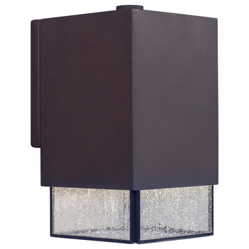 1 Light Outdoor Dark Sky Wall Lantern, Antique Bronze, Clear Seeded Glass Panels
