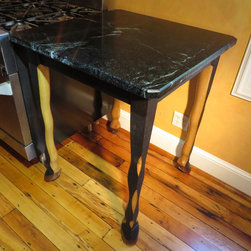 Equestrian Table: 30"x30"X 36"h SoapStone, Poplar, Walnut, HorseShoes - Dining Tables
