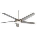 Minka Aire - Minka Aire Raptor 60" Ceiling Fan F617L-BN - 60" Ceiling Fan from Raptor collection in Brushed Nickel finish. Number of Bulbs 1. Max Wattage 17.00. No bulbs included. 60" 5-Blade LED Ceiling Fan in Brushed Nickel Finish with Silver Blades with Etched Opal Glass No UL Availability at this time.