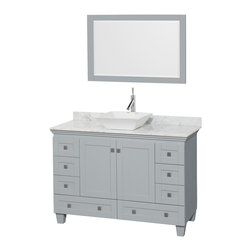 48 inch Vessel Sink Bathroom Vanity in Grey Finish, Marble Countertop - Bathroom Vanities And Sink Consoles