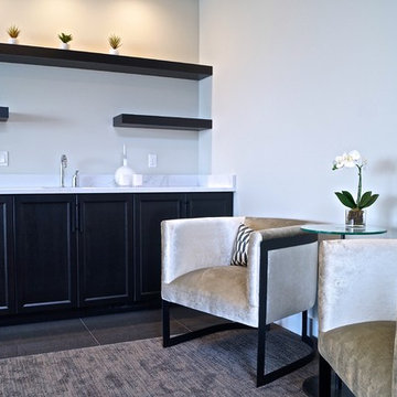 Black Walnut Bar with Floating Shelves