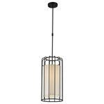 Crystal Lighting Palace - Industrial Bird Cage Fabric Shade 1 Light Adjustable Stem Pendent , Matte Black - Delightfully chic over a dining room table, breakfast bar or kitchen island, this cage pendant light is a clear winner for form and function. Adjustable height rods make it that much more accommodating.