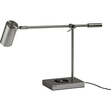 Collette Adesso Charge Desk Lamp - Brushed Steel