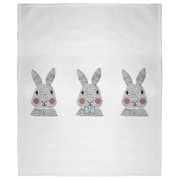 60 x 80 in Easter Bunny Triplets Throw Blanket, Wave Top Blue