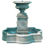 Campania International - Palazzo Urn Outdoor Water Fountain - The Palazzo Urn Outdoor Water Fountain is the perfect addition to any backyard or court yard. With water spraying up out of the center of a shapely urn and from four spouts on each side of the column pedestal, the fountain is able to display a mesmerizing never-ending cascade of water. The Palazzo Urn Outdoor Water Fountain is crafted from durable cast stone and is also available in 12 magnificent finishes. It is also compatible with the auto refill system.