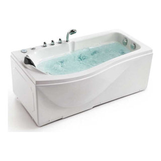 Eago AM189ETL-R 72 Acrylic Whirlpool Bathtub w/ Fixtures, Right Drain - White