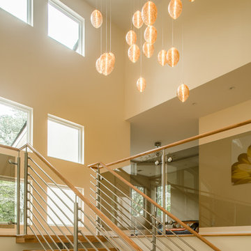 COCOON | Custom Stairwell Chandelier | Blown Glass Vaulted Ceiling Light Fixture