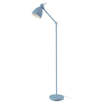 Priddy 1-Light Floor Lamp, Blue Finish, Blue Metal Shade