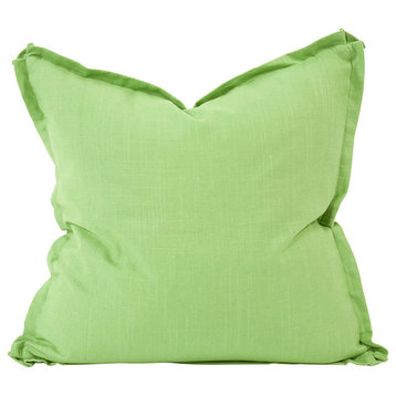 Davida Kay Linen Slub Grass 24"x24" Pillow, Down Insert, Green
