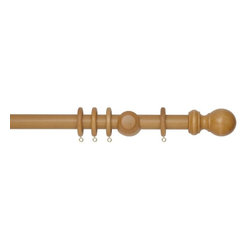 Light Oak pole, with classic ball finial - Curtain Poles
