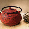 Red Cast Iron "Osaka" Teapot, 20 oz.