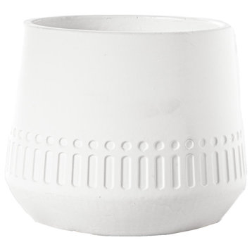 Urban Trends Cement Round Pot With White Finish 53621