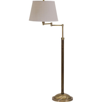 Richmond Adjustable Swing Arm Floor Lamp, Antique Brass