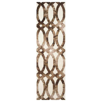 Safavieh Dip Dye Collection DDY675 Rug, Ivory/Chocolate, 2'3"x8'