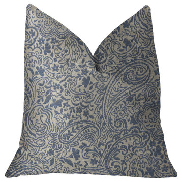 Kingston Waverly Blue and Ivory Luxury Throw Pillow, 12"x20"