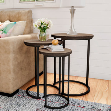 Lavish Home Round Nesting Tables, Modern Style, 3-Piece Set