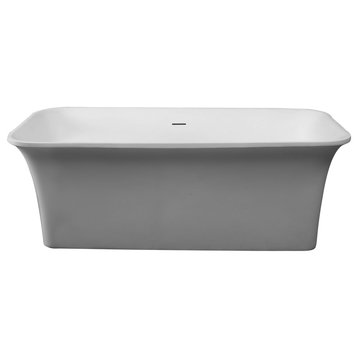 ALFI brand AB9942 67" White Rectangular Solid Surface Smooth Resin Bathtub