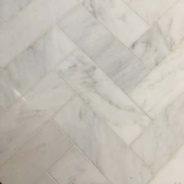 the Highlands , Denver, Asian Sanctuary Marble Herringbone 3 x 12
