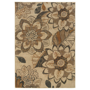 Oriental Weavers Kasbah Collection Ivory/Grey Floral Indoor Area Rug 3'10"X5'5"