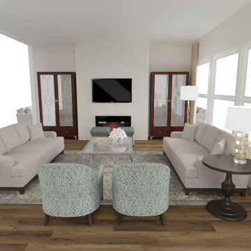 Modern Classic Great room, Counter and Home office