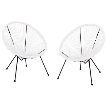 Major Outdoor Hammock Weave Chair With Steel Frame, Set of 2, White, Black