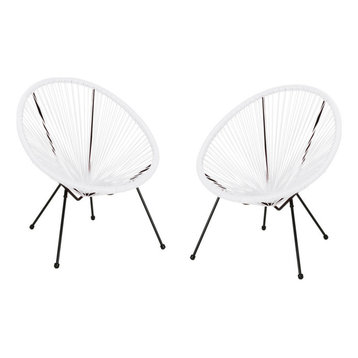 Major Outdoor Hammock Weave Chair With Steel Frame, Set of 2, White, Black
