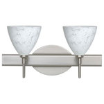 Besa Lighting - Besa Lighting 2SW-177919-LED-SN Mia - 14.63" 10W 2 LED Bath Vanity - Mia has a classical bell shape that complements aesthetic, while also built for optimal illumination. Our Opal glass is a soft white cased glass that can suit any classic or modern decor. Opal has a very tranquil glow that is pleasing in appearance. The smooth satin finish on the clear outer layer is a result of an extensive etching process. This blown glass is handcrafted by a skilled artisan, utilizing century-old techniques passed down from generation to generation. The vanity fixture is equipped with decorative lamp holders, removable finials, linear rectangular housing, and a removable low profile oval canopy cover. These stylish and functional luminaries are offered in a beautiful Chrome finish.  Mounting Direction: Horizontal  Shade Included: TRUE  Dimable: TRUE  Color Temperature:   Lumens: 450  CRI: +  Rated Life: 25000 HoursMia 14.63" 10W 2 LED Bath Vanity Chrome Carrera GlassUL: Suitable for damp locations, *Energy Star Qualified: n/a  *ADA Certified: n/a  *Number of Lights: Lamp: 2-*Wattage:5w LED bulb(s) *Bulb Included:Yes *Bulb Type:LED *Finish Type:Chrome