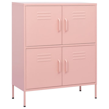 vidaXL Storage Cabinet File Cabinet Freestanding Drawer Cabinet Pink Steel