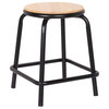 Cora Dining Stool Frosted Black w/Round Natural Ash Wood Seat (Set of 4)