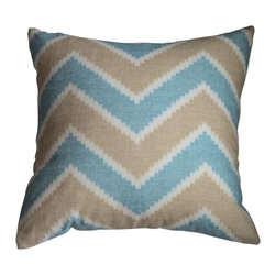 KH Window Fashions, Inc. - Chevron Pillow, Blue/Tan, Without Insert - Decorative Pillows