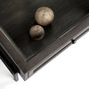 Arelius II 42x42 Square Glass Top Brown Wood WithBlack Metal Base Coffee Table
