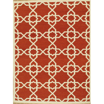 Pasargad Home Area Rug Kilim Hand-Knotted Lamb's Wool Rust 9'x12'