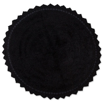 DII Black Round Crochet Bath Mat