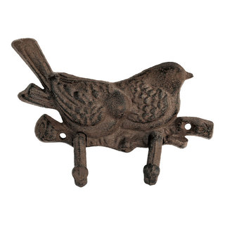 Great Finds Two Robins On Branch Backyard Bird Double Wall Hooks Decor Cast Iron I8967