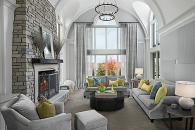 Living room - traditional living room idea in Detroit