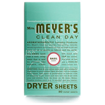Mrs. Meyer's Clean Day 14448 Basil Dryer Sheets, 80-Count