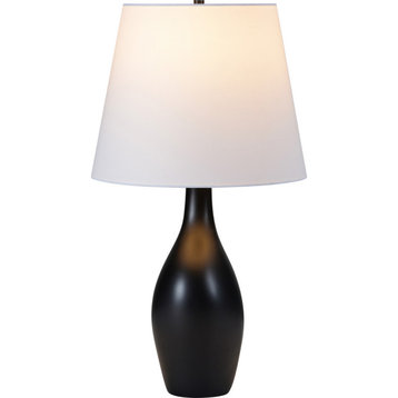 Canberra Resin Matte Black Table Lamp With Off-White Cotton Shade